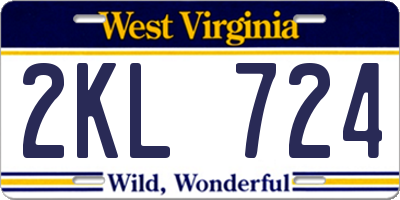 WV license plate 2KL724