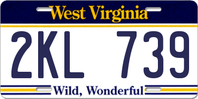 WV license plate 2KL739