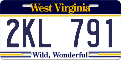 WV license plate 2KL791