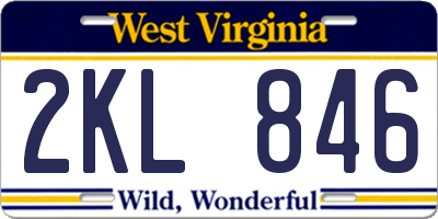 WV license plate 2KL846