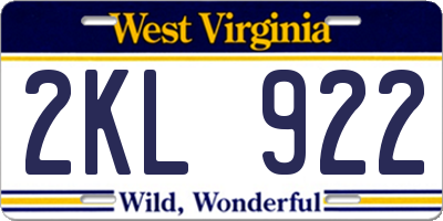 WV license plate 2KL922