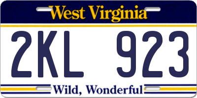 WV license plate 2KL923