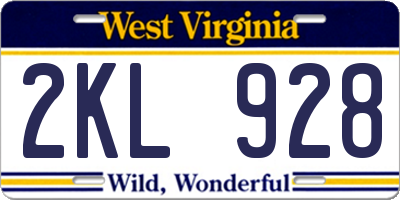 WV license plate 2KL928
