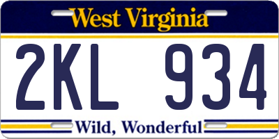 WV license plate 2KL934