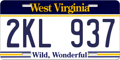 WV license plate 2KL937
