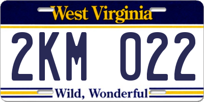 WV license plate 2KM022