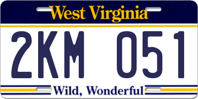 WV license plate 2KM051