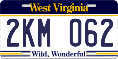 WV license plate 2KM062