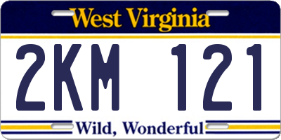 WV license plate 2KM121