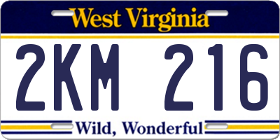 WV license plate 2KM216