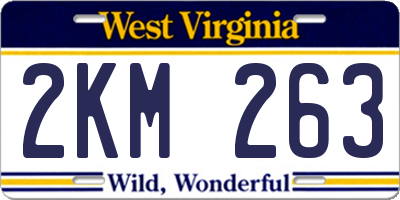 WV license plate 2KM263