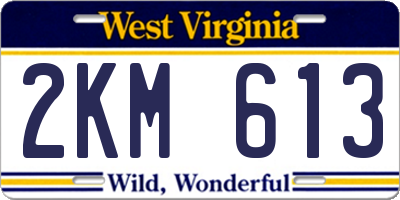 WV license plate 2KM613