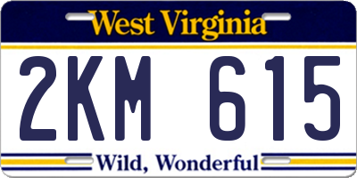 WV license plate 2KM615