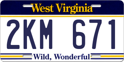 WV license plate 2KM671