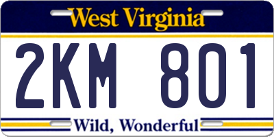WV license plate 2KM801