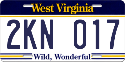 WV license plate 2KN017