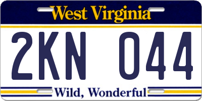 WV license plate 2KN044