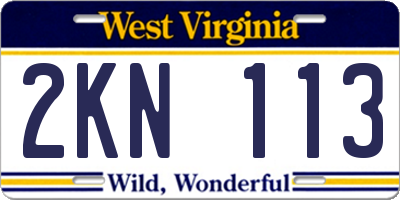 WV license plate 2KN113
