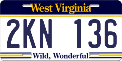 WV license plate 2KN136