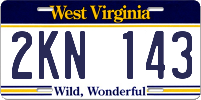 WV license plate 2KN143