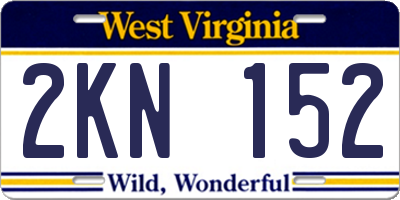 WV license plate 2KN152