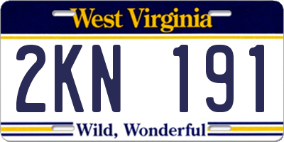 WV license plate 2KN191