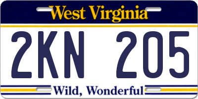 WV license plate 2KN205