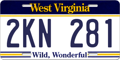 WV license plate 2KN281