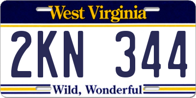 WV license plate 2KN344