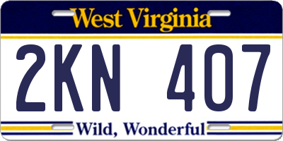 WV license plate 2KN407