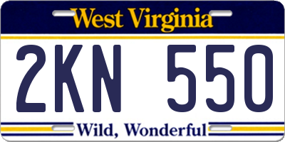 WV license plate 2KN550