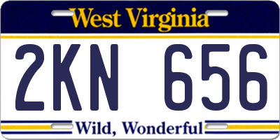 WV license plate 2KN656