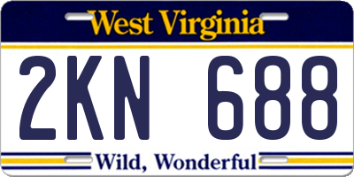 WV license plate 2KN688