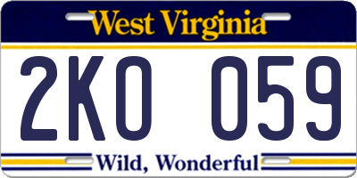 WV license plate 2KO059