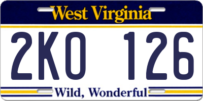 WV license plate 2KO126