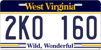 WV license plate 2KO160