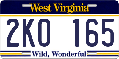 WV license plate 2KO165
