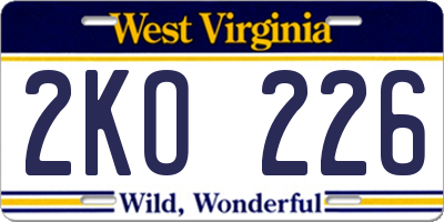 WV license plate 2KO226