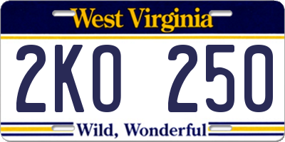 WV license plate 2KO250