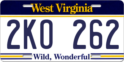 WV license plate 2KO262
