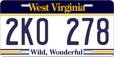 WV license plate 2KO278