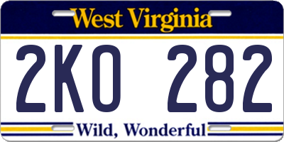 WV license plate 2KO282
