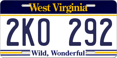 WV license plate 2KO292