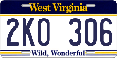 WV license plate 2KO306