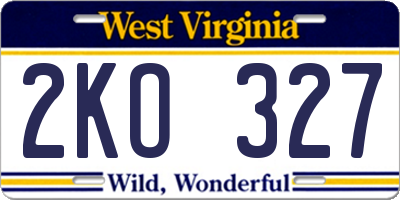 WV license plate 2KO327