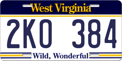 WV license plate 2KO384