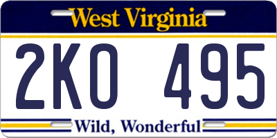 WV license plate 2KO495