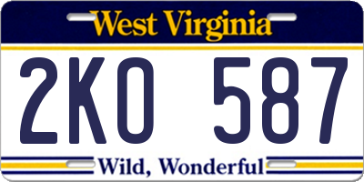 WV license plate 2KO587