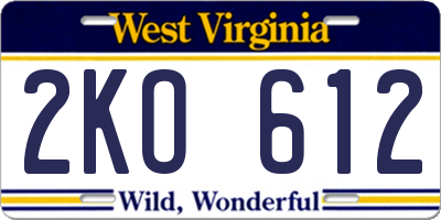 WV license plate 2KO612