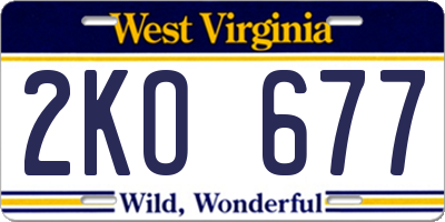 WV license plate 2KO677